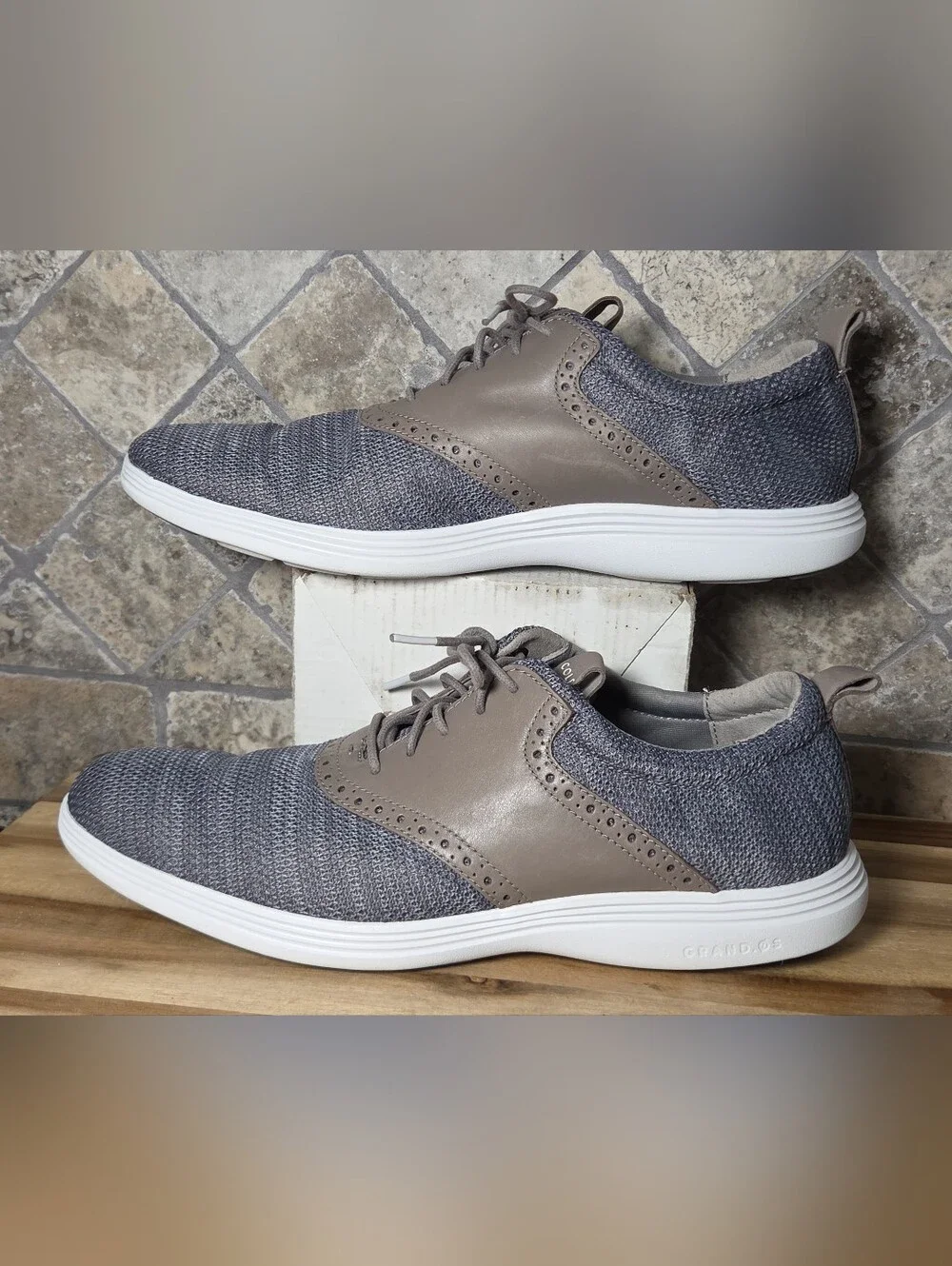 Cole Haan Grand Tour OS Oxford Shoes Men's 11M Gray Knit Leather Brogue Sneakers